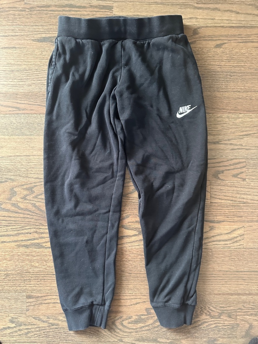 Nike Black Kids Jogger Sweatpants with White Swoosh